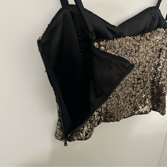 Milly | Women’s Sexy Gold Sequins Corset Crop Top | Size 6 - Picture 6 of 7
